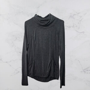 Yogalicious Split Mockneck Dark Gray Pockets Thumbholes Small